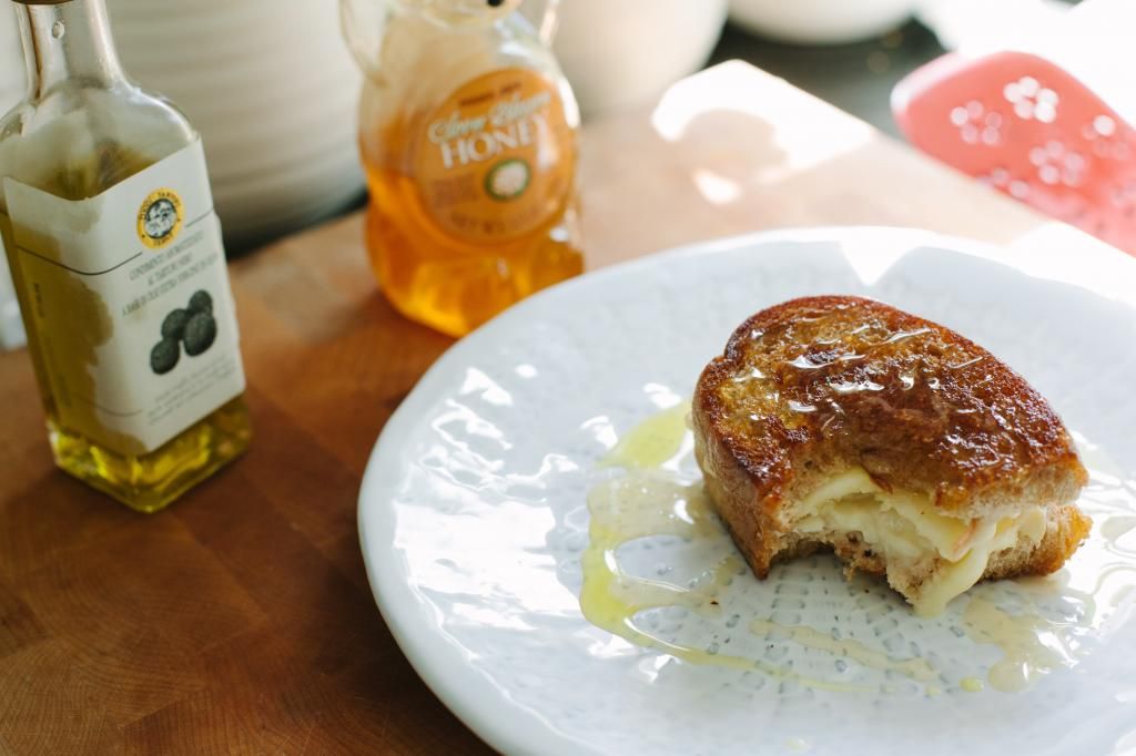 Grown Up Grilled Cheese with Brie and Truffle Oil Honey & Brie