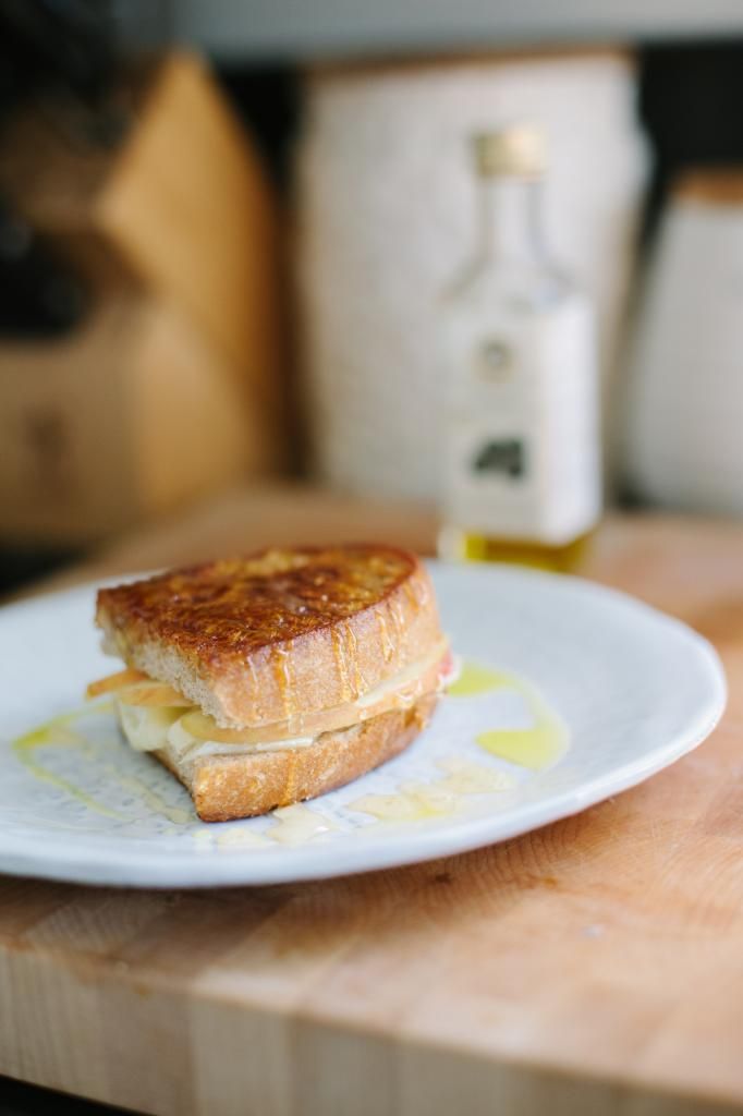Grown Up Grilled Cheese with Brie and Truffle Oil Honey & Brie