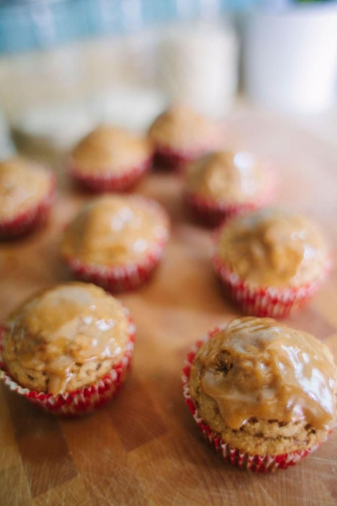 Vanilla Bean Donut Muffins with Peanut Butter Glaze Honey & Brie