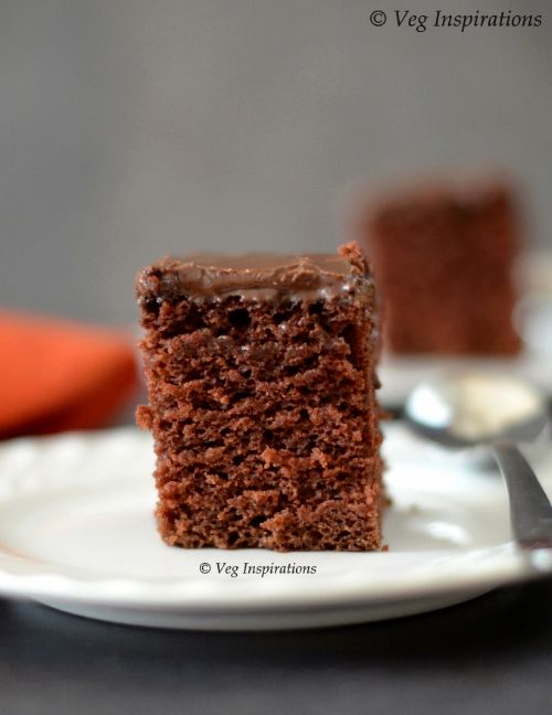Wacky Cake ~ Vegan Chocolate Cake ~ Chocolate cake without eggs, butter or milk | Veg Inspirations