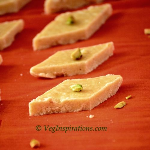 Besan Kaju Burfi-Indian sweet made with chickpea flour and cashew nuts