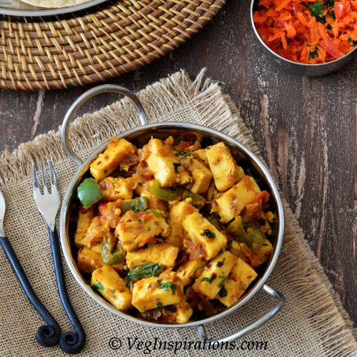 Easy Kadai Paneer ~ Indian cottage cheese curry ~ With Stepwise pictures