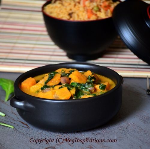 Spinach And Sweet Potato Thai Curry with peanut butter