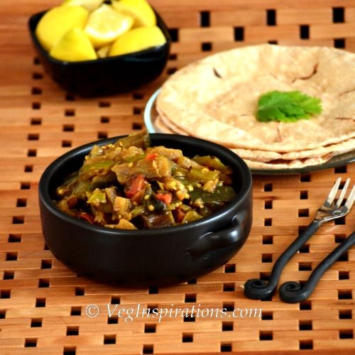 Eggplant Bell Pepper curry ~ Baingan Simla Mirch Sabzi
