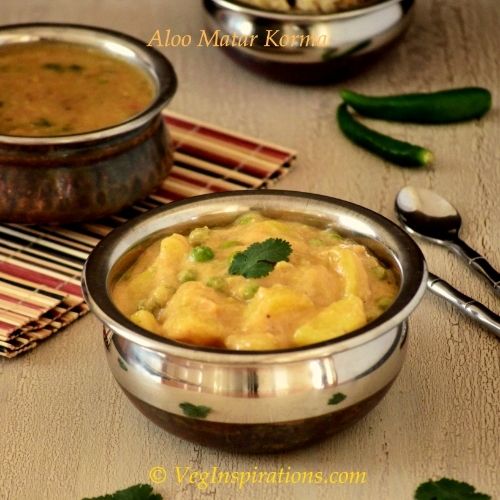 Creamy Potatoes and green peas curry- Aloo Matar Korma