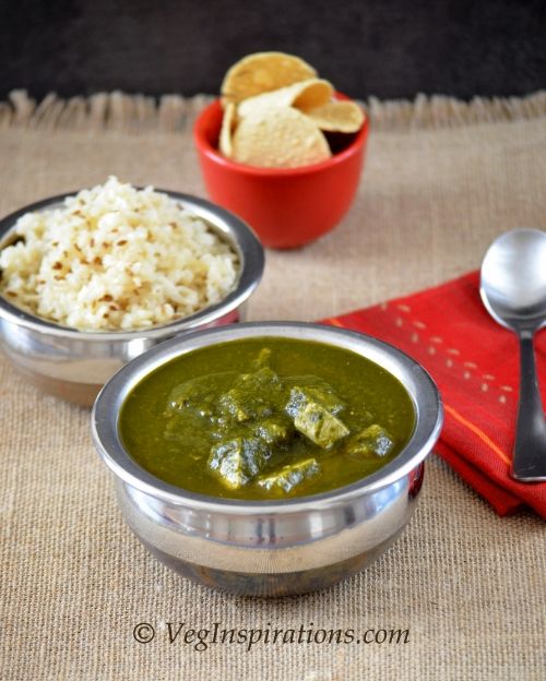  Spinach Tofu curry- Palak Tofu 