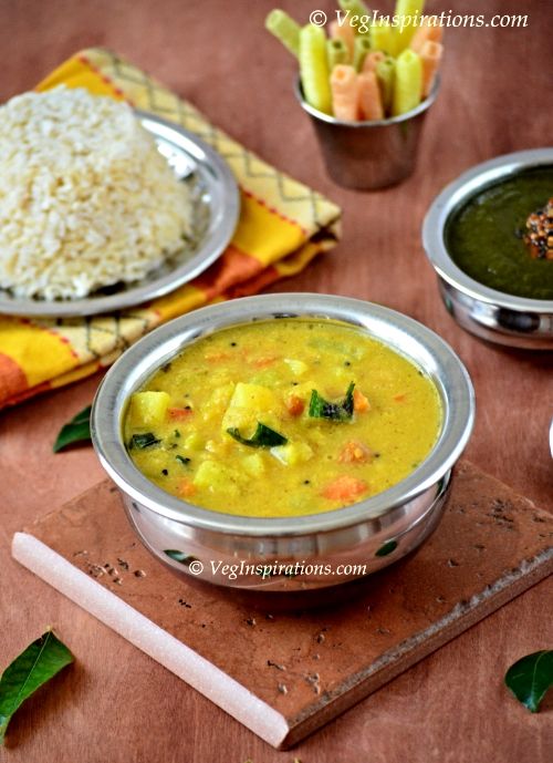 Poricha Kozhambu ~ Mixed vegetable dhal ~ Mixed vegetables in lentil coconut gravy | Veg Inspirations