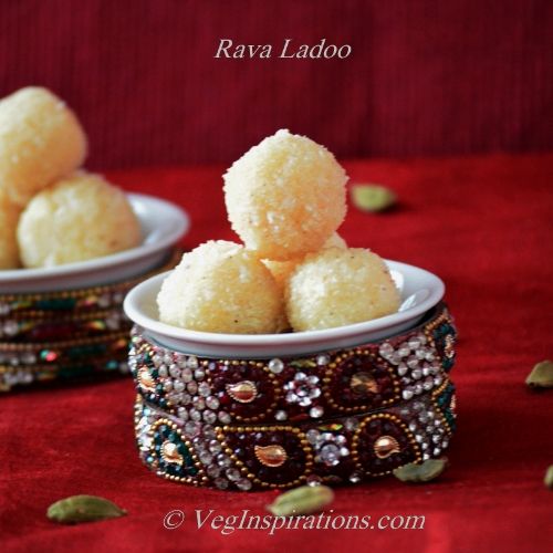 Maharashtrian Style Rava Ladoo-Indian sweet with semolina and coconut