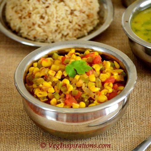 Corn Green Bell Pepper curry- Corn Capsicum curry