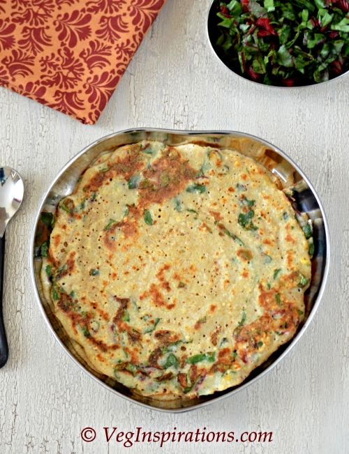 Barley Oat Adai ~ Dhal Dosa ~ Savory Indian crepes with swiss chard