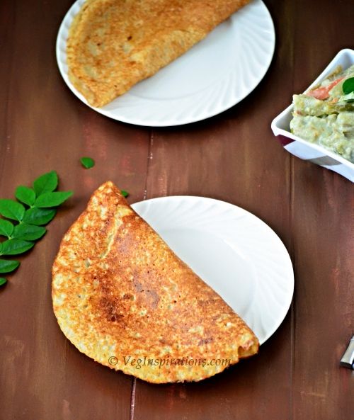 Oat Barley Adai ~ Dhal dosa with moong dhal ~ Savory Indian crepes with oats and mung bean