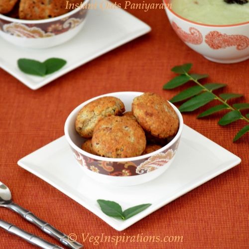 Low Fat Instant Oat Paniyaram-Savory Oat Pops