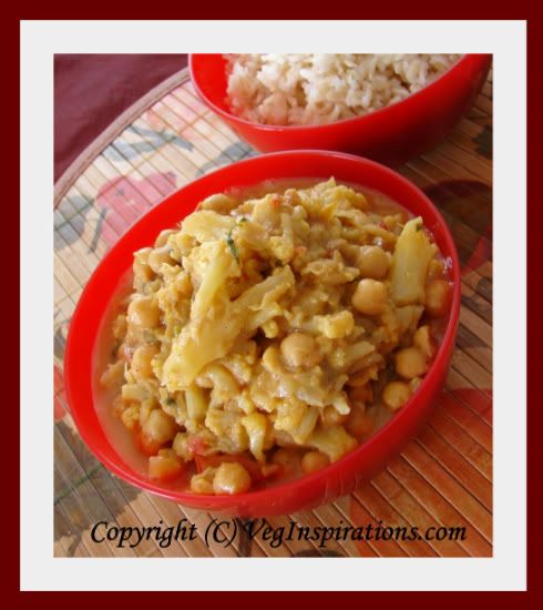 Cauliflower chickpeas curry-Gobi chana curry