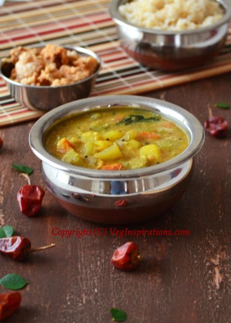 Vegetable medley in lentil gravy curry (Milaguishyam)