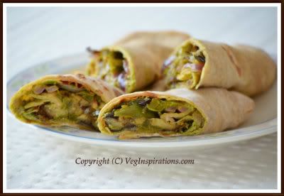 Indian style roasted vegetable wrap