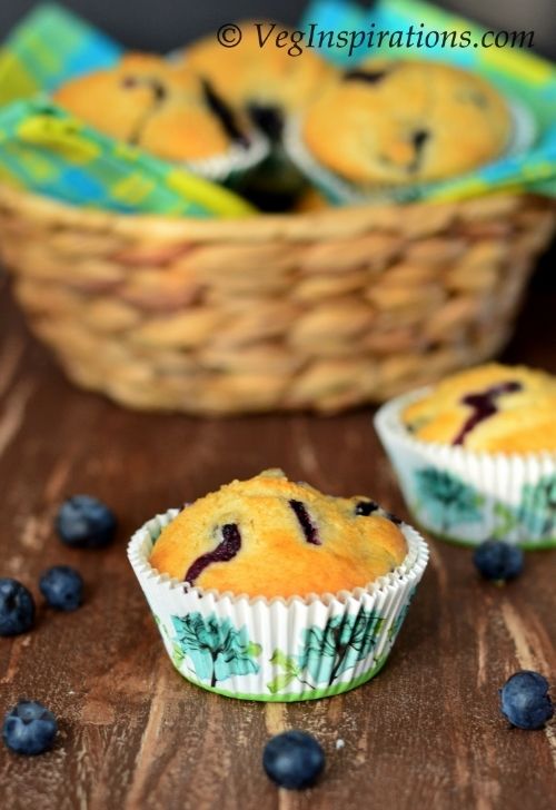 Egg Free Blueberry Wheat muffins | Veg Inspirations