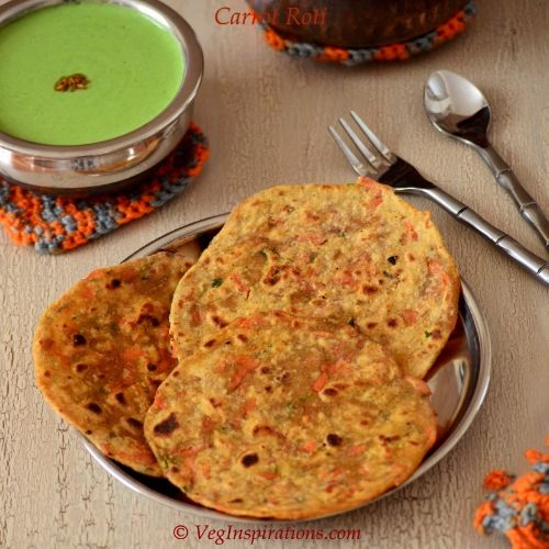 Indian wheat flat bread with carrot and spices