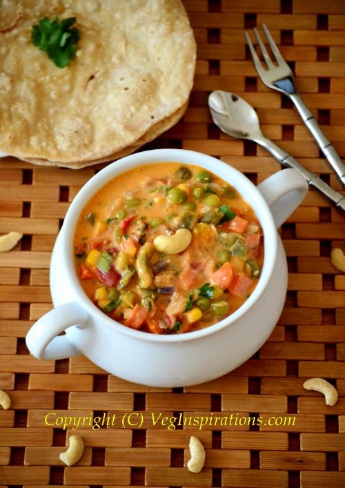 Microwave Veg Makhanwala ~ Mixed Vegetable curry in creamy gravy