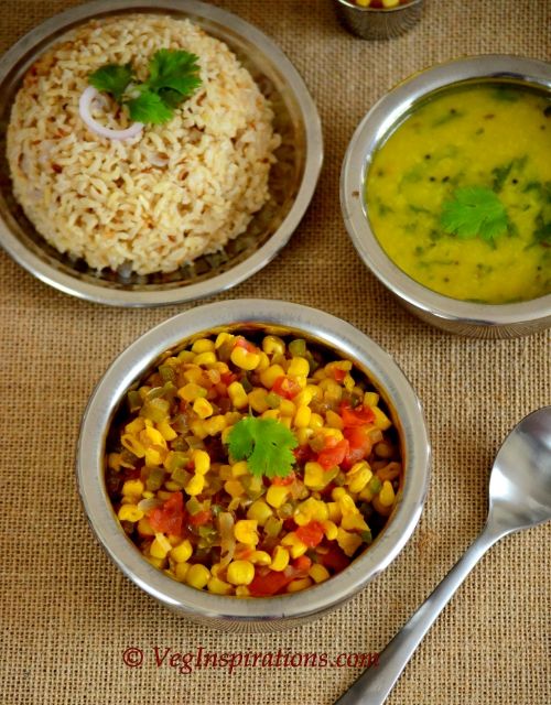 Corn Green Bell Pepper curry-Corn Capsicum curry