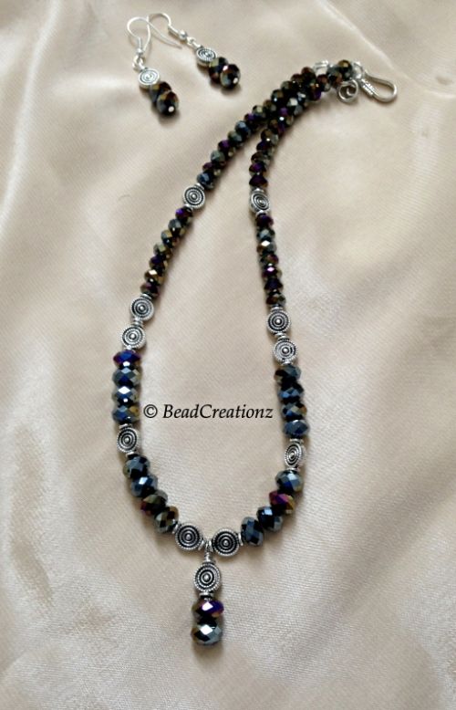  Black Crystal Necklace set