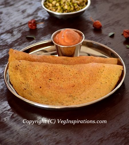 Sprouted Moong Adai~Dhal dosa~Savory Indian crepe with mung beans, rice and other lentils