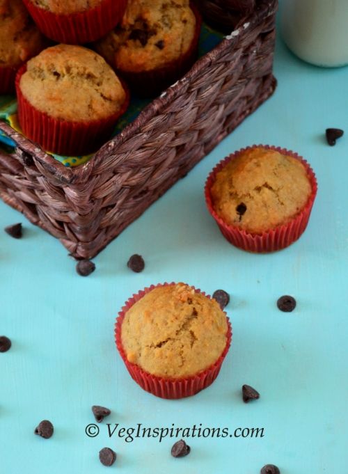 Egg Free Apple Banana Chocolate Chip Muffins