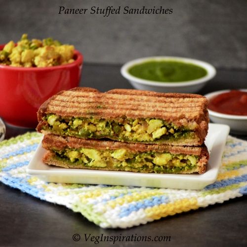 Paneer Sandwich- Indian Cottage Cheese Stuffed Sandwich