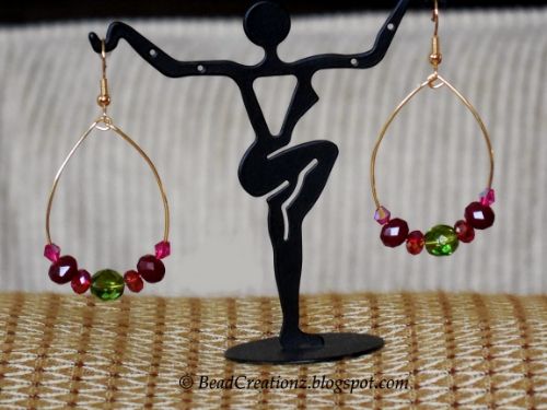 Multi colored beaded hoop earrings