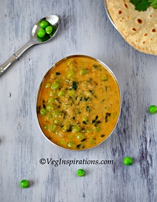 Methi Malai Matar ~ Creamy Green Peas curry ~ With Stepwise pictures