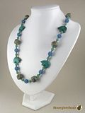 Archaic necklace, turquoise, lampwork, handmade fullerene spheric beads