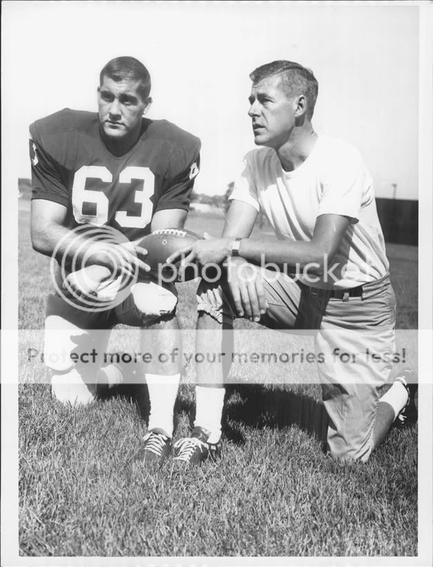 1963 Harvard Univ football Captain Bill Southmayd and Coach Yovicain 