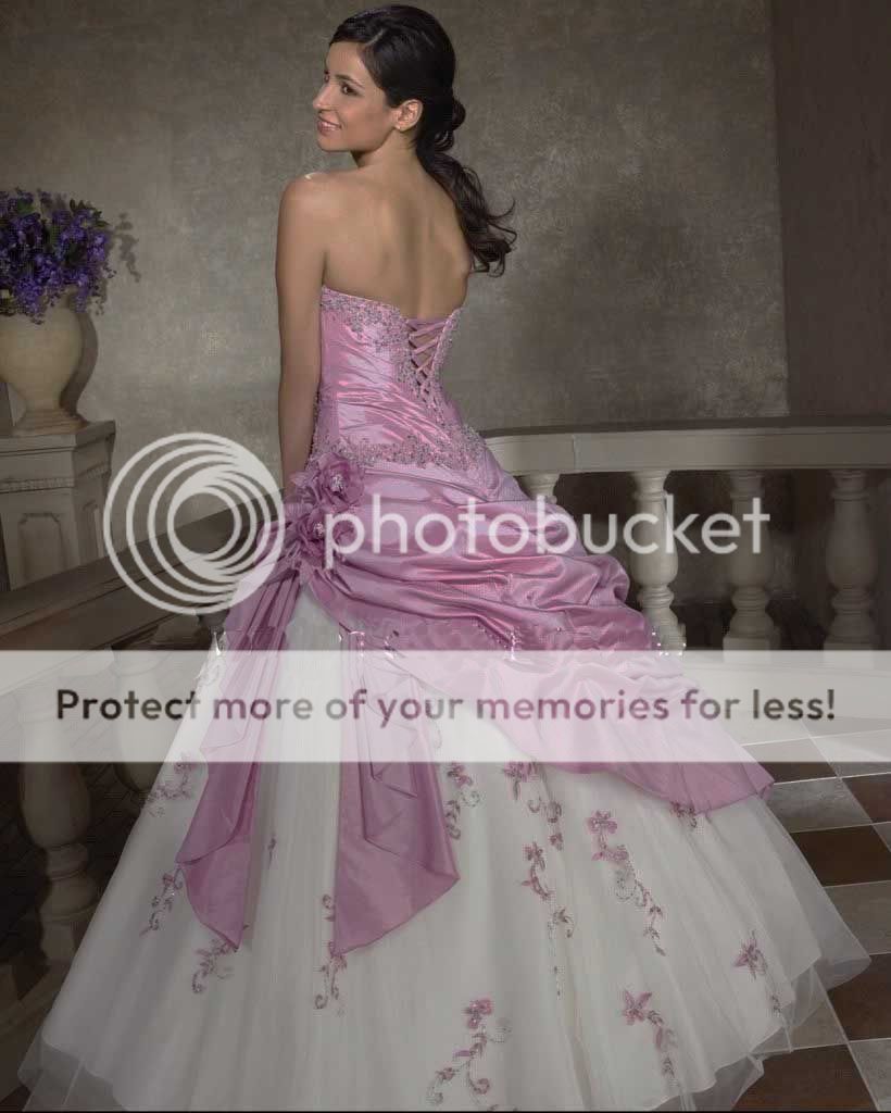 Weiß+Pink Hochzeit Brautkleid Größe32/34/36/38/40/42  