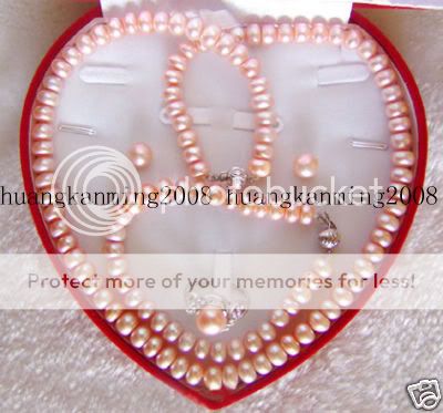 8MM Pink Akoya Pearl Necklace Bracelet Earring Ring  